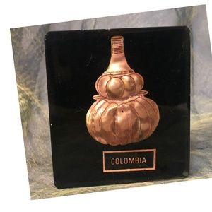 Vintage Colombia Museum Goldsmith Bogota Aboriginal Resin Paperweight Gold